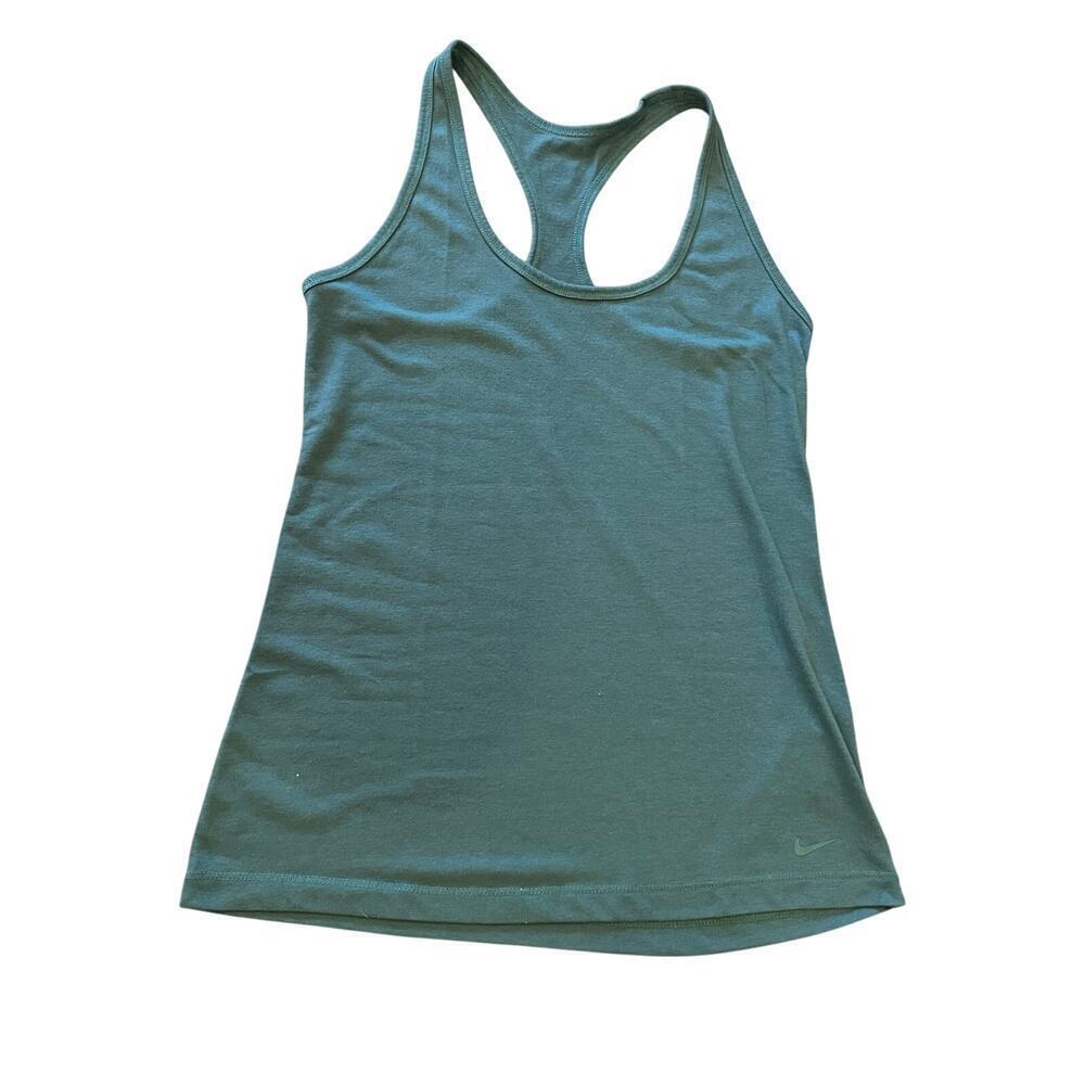 NIKE Drifit Dark Teal Athleisure Workout Racer Back Tee Tank Top Women's size S - Picture 3 of 6